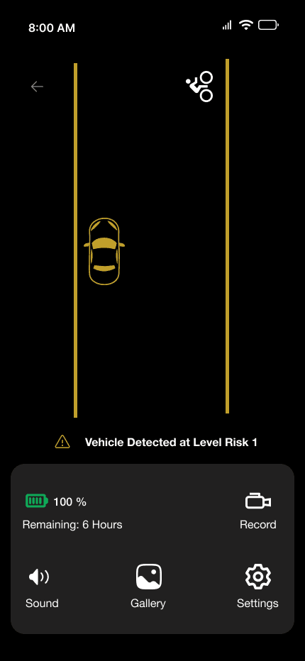 Finished yellow detection state with a vehicle in the road view.