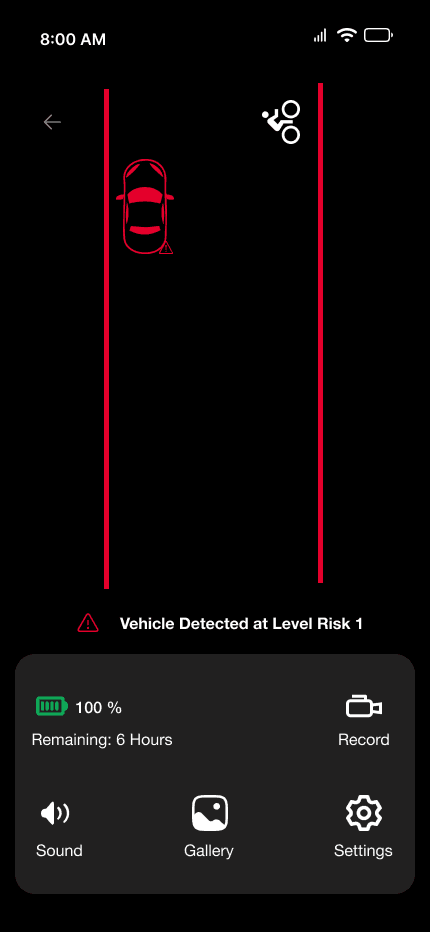Finished red detection state with a vehicle in the road view.